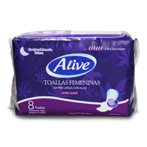 Toallas Sanitarias Alive Nocturnas 8 unidades